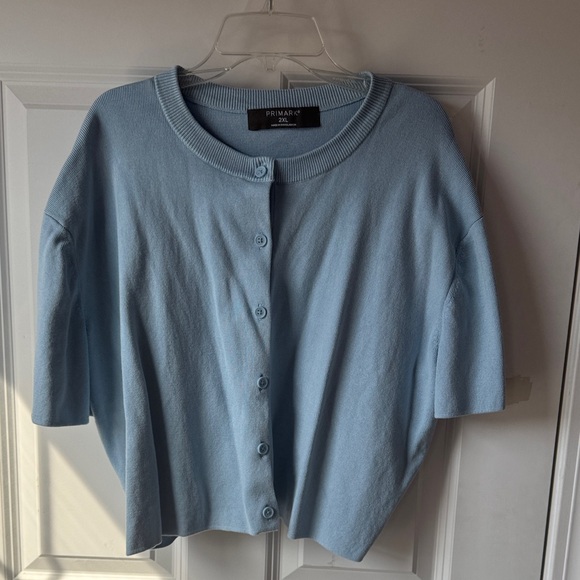 Primark Sweaters - Primark Sky Blue Short Sleeve Button-Up Cardigan